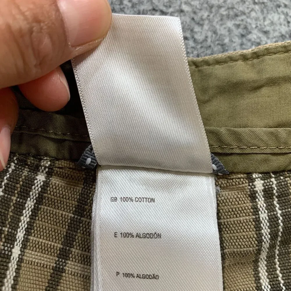 Vintage The North‎ Face Shorts Mens 31 Moss Green Plaid Cotton Twill Chino